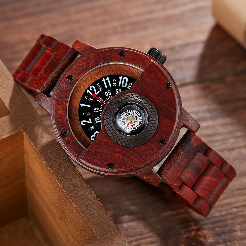 Multifunctional Compass Wooden Watch
