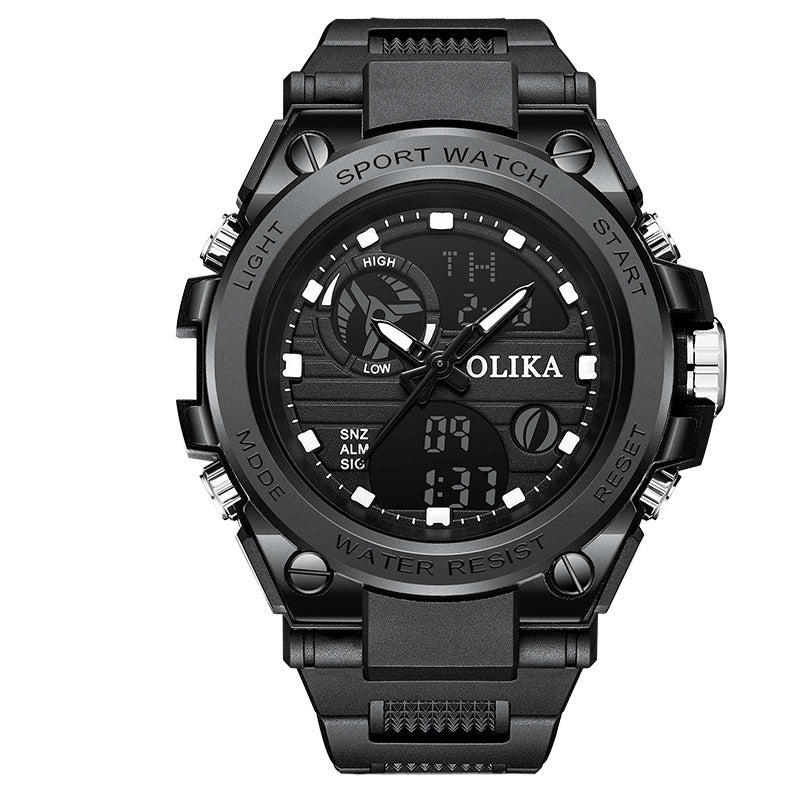 Men's dual display waterproof electronic watch