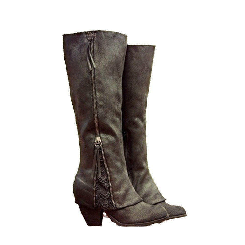 High heeled cuffed boots