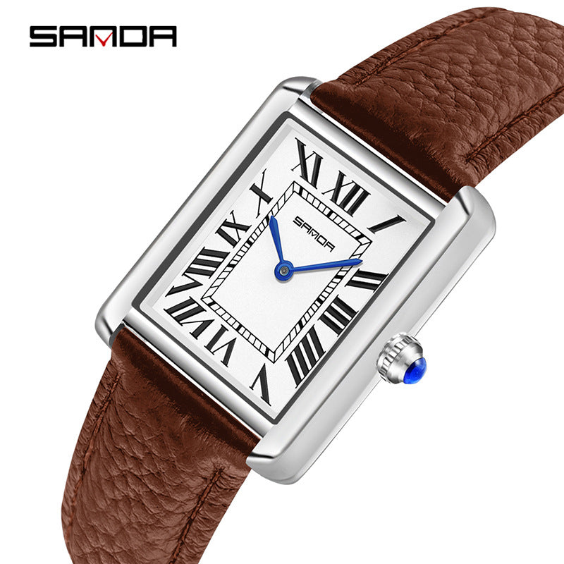 SANDA Square Roman Numerals Quartz Watch