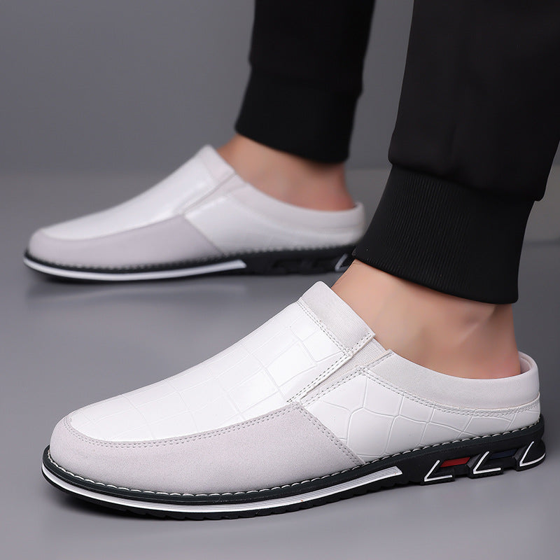 Men's leather half-slipper