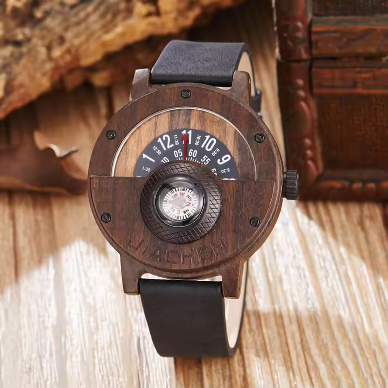 Multifunctional Compass Wooden Watch