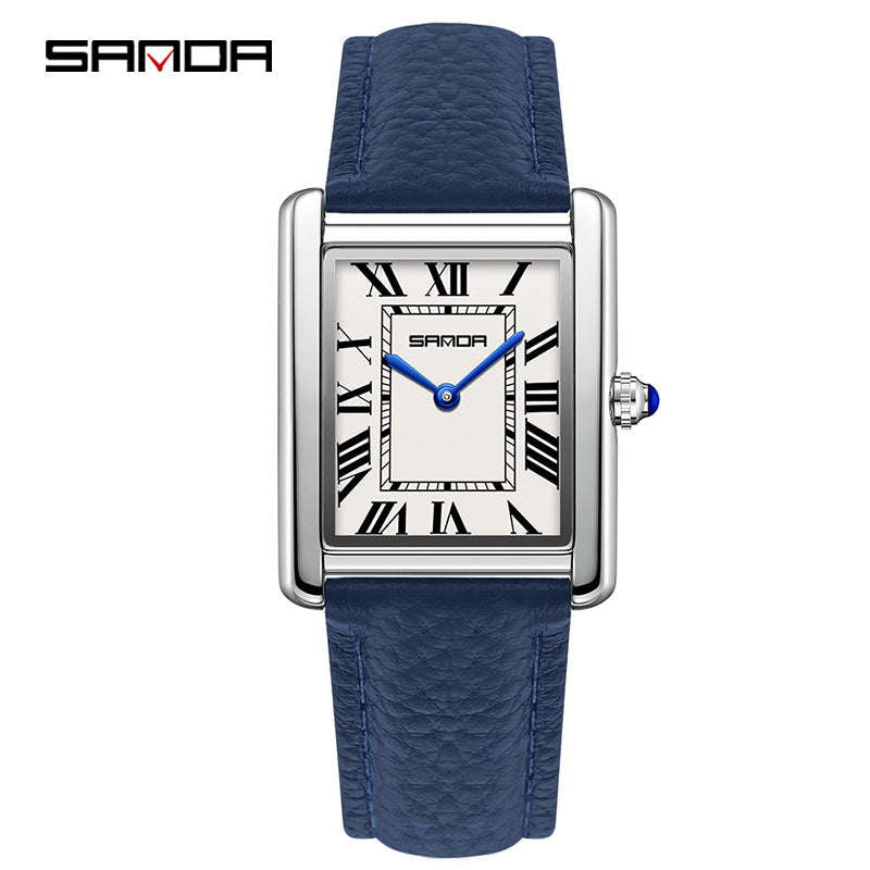 SANDA Square Roman Numerals Quartz Watch
