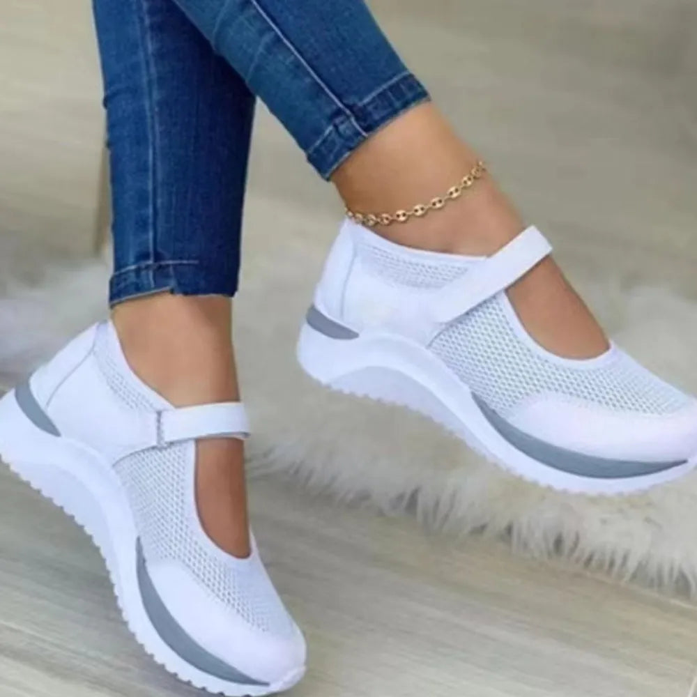 Velcro Strap Womens Wedge Sneakers