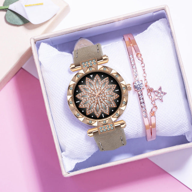 Leather Strap & bracelet set Watch