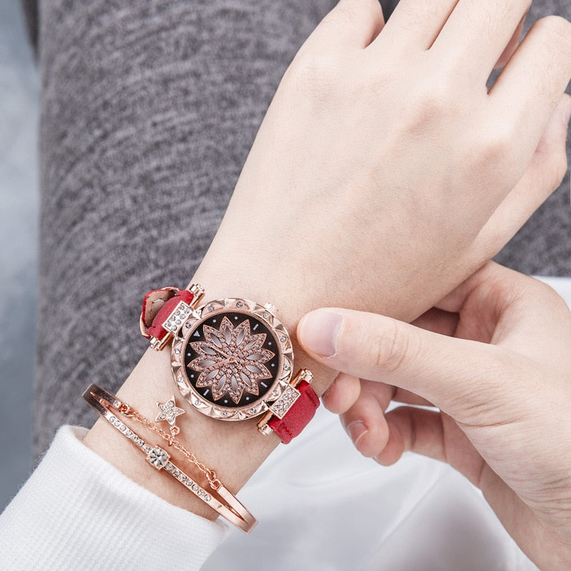 Leather Strap & bracelet set Watch