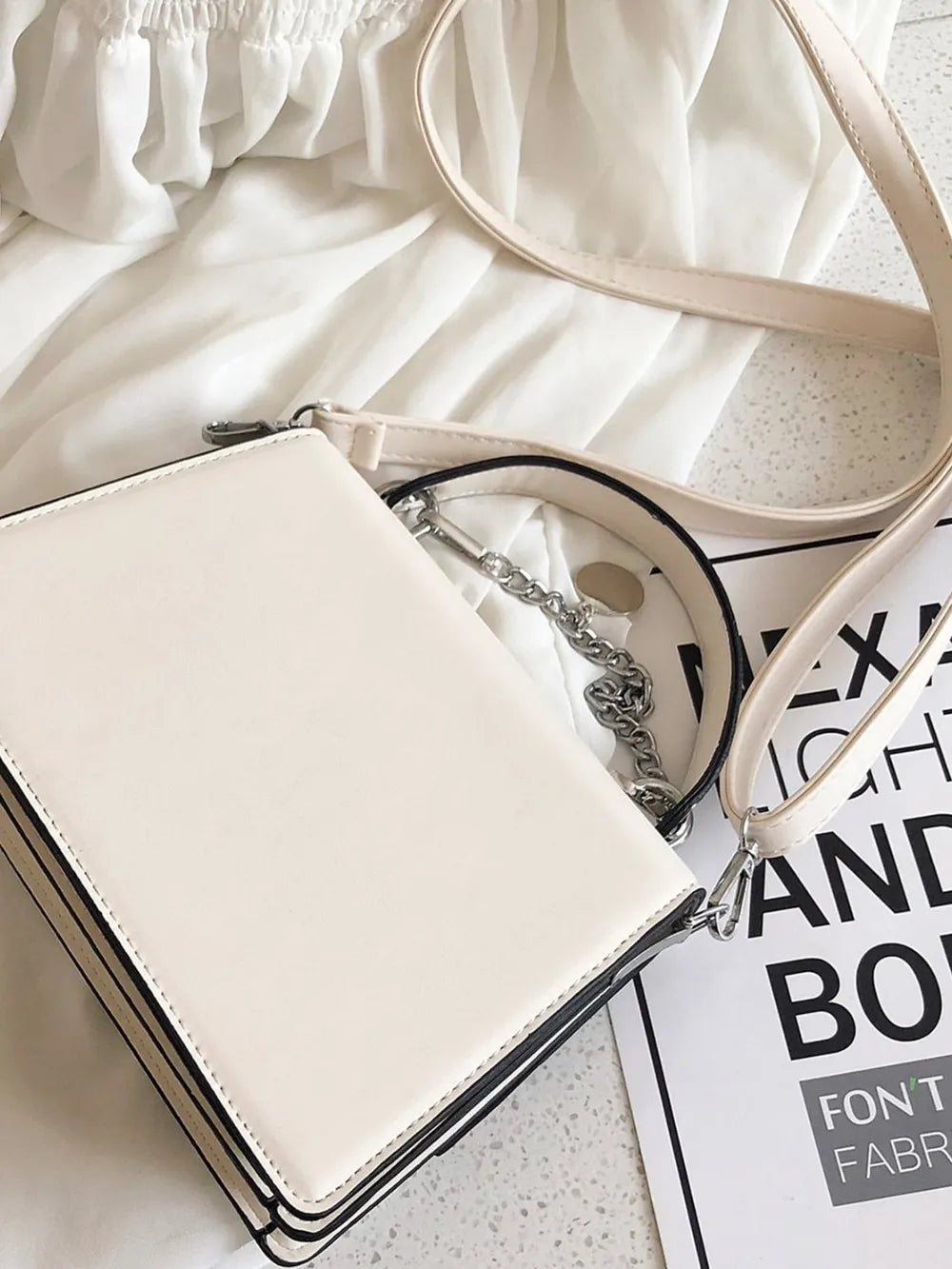 Chain Leather Detachable Shoulder Strap Handbag