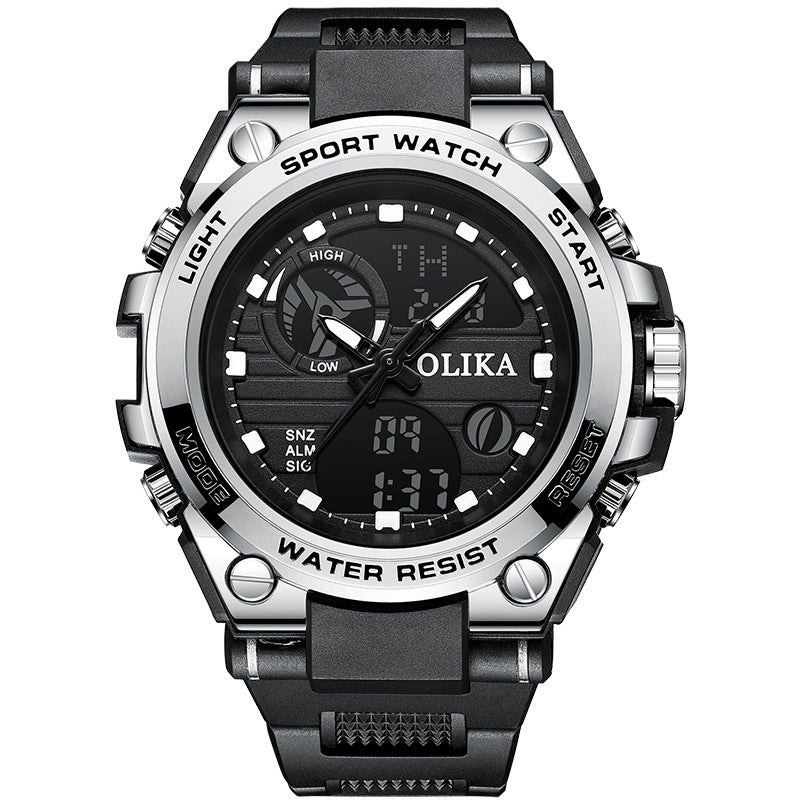 Men's dual display waterproof electronic watch