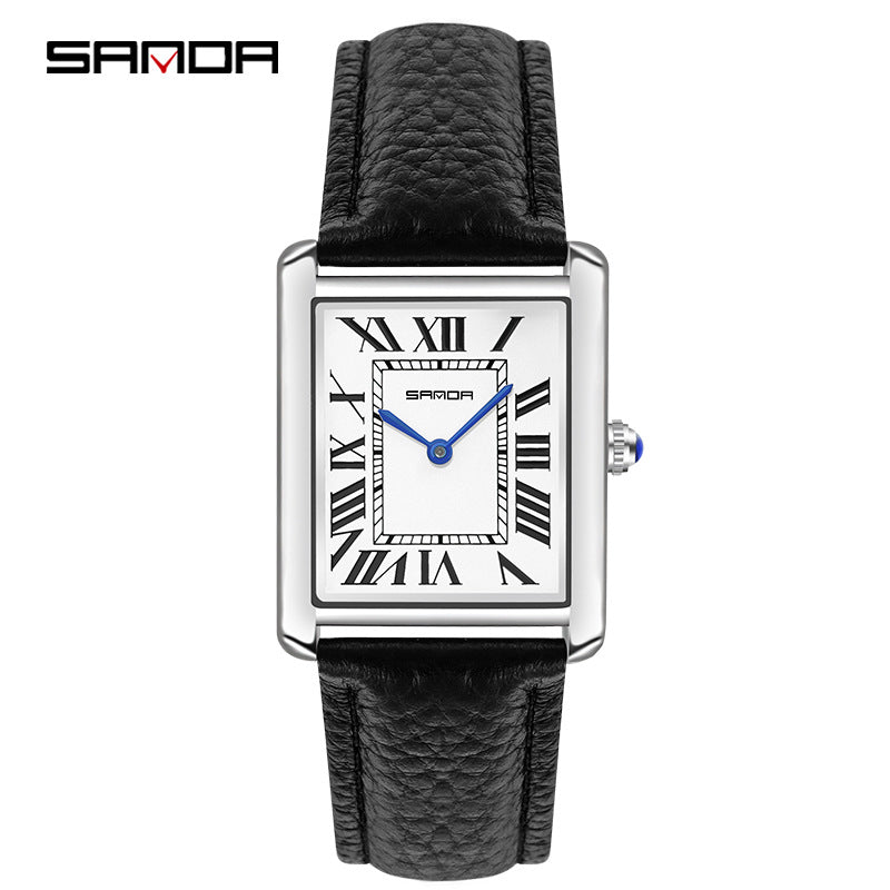 SANDA Square Roman Numerals Quartz Watch