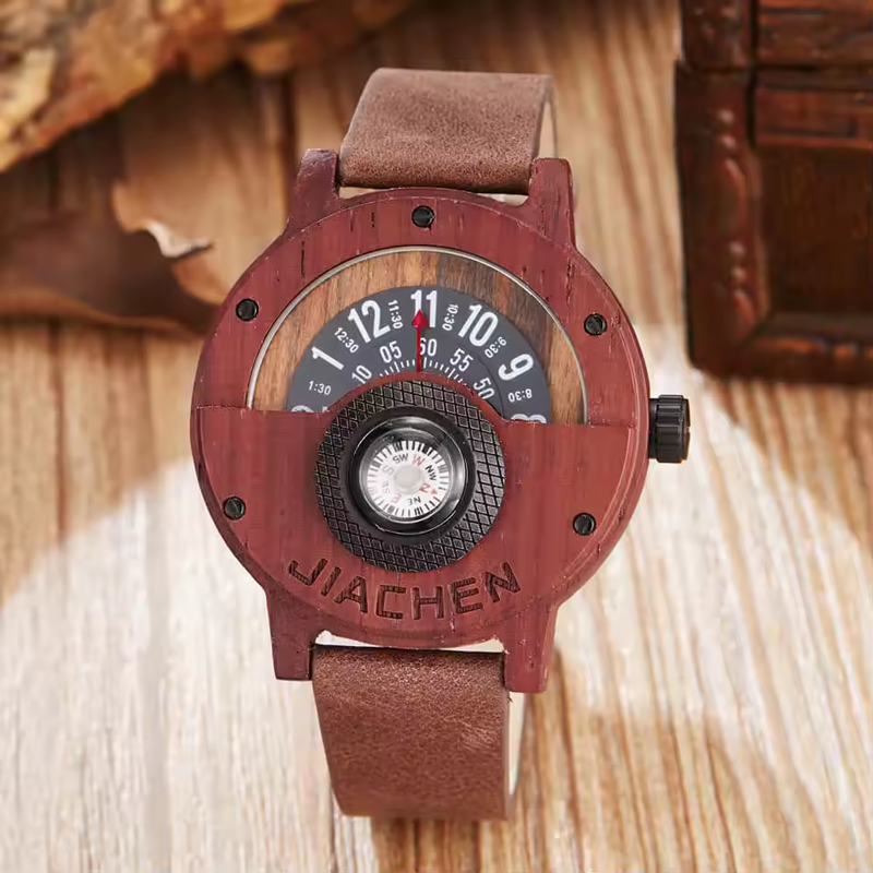 Multifunctional Compass Wooden Watch