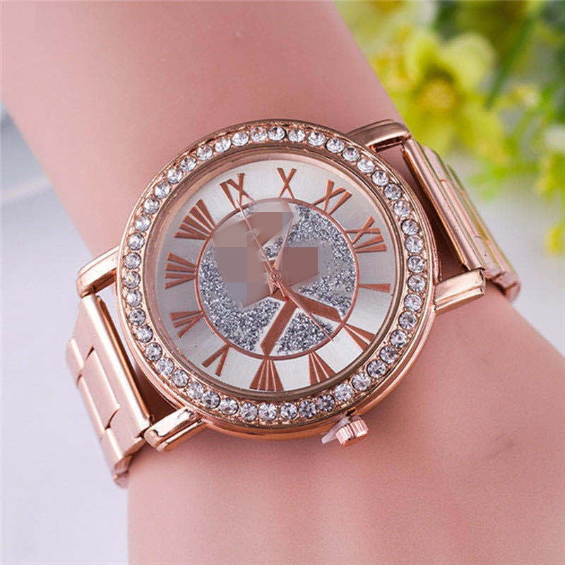 Alloy crystal-embedded Mens watch