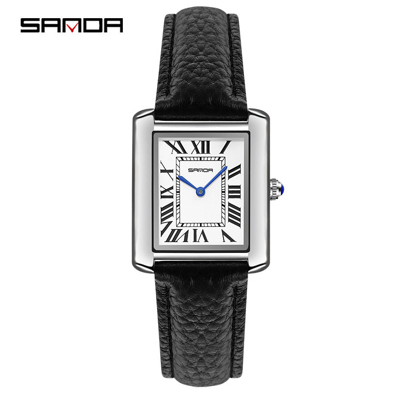 SANDA Square Roman Numerals Quartz Watch