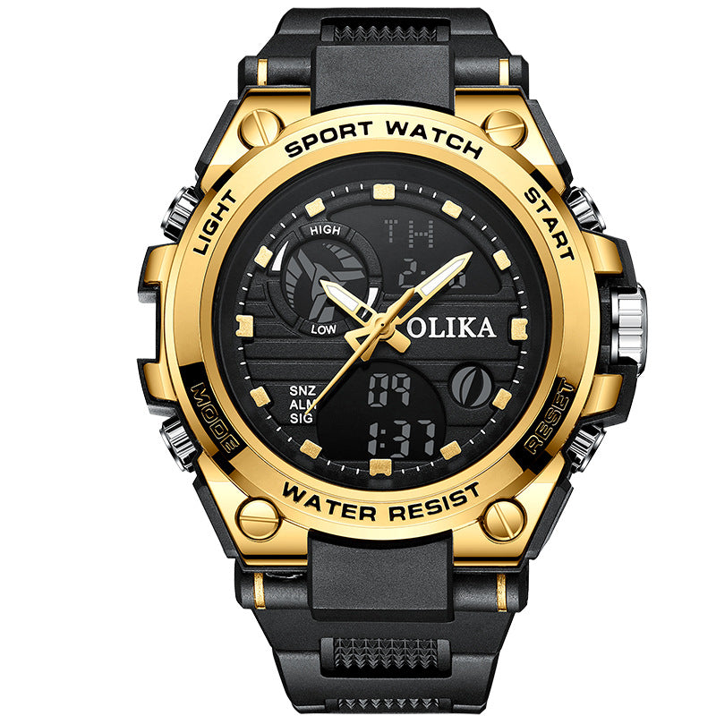 Men's dual display waterproof electronic watch