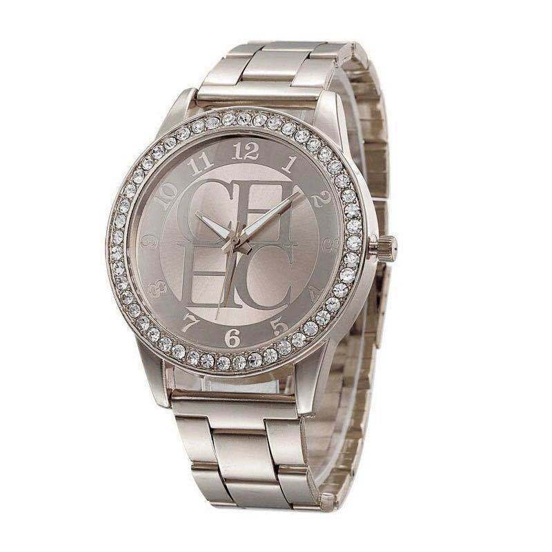 Alloy crystal-embedded Mens watch