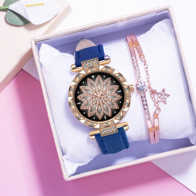 Leather Strap & bracelet set Watch