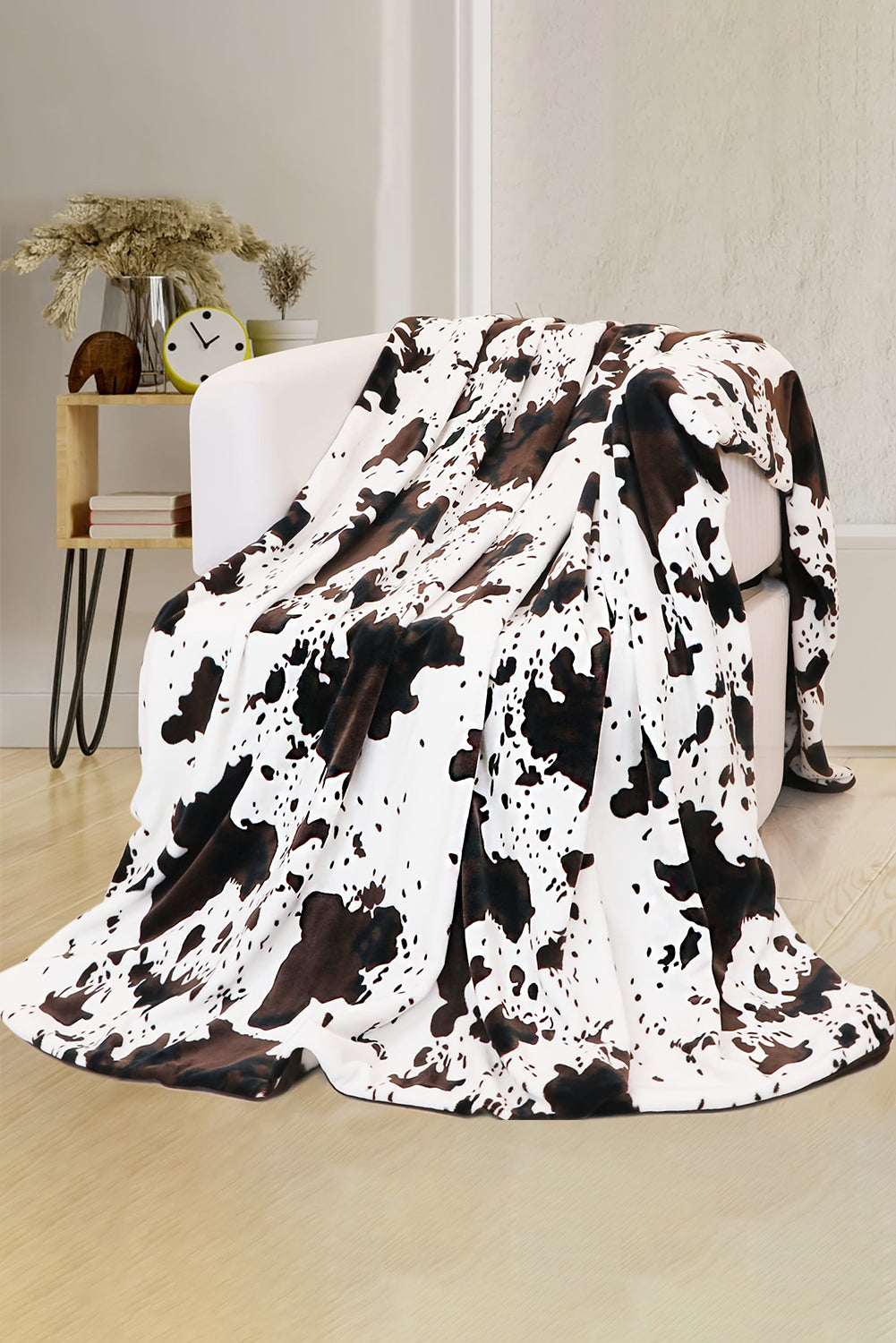 Multicolour Cow Print Plush Blanket