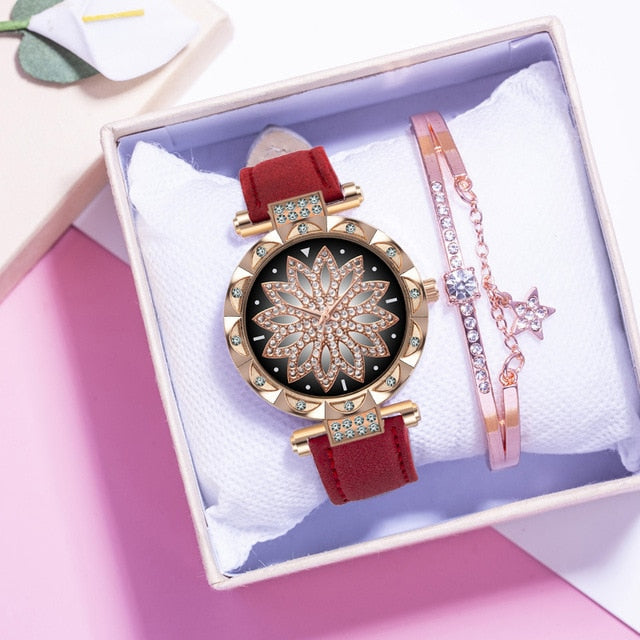 Leather Strap & bracelet set Watch