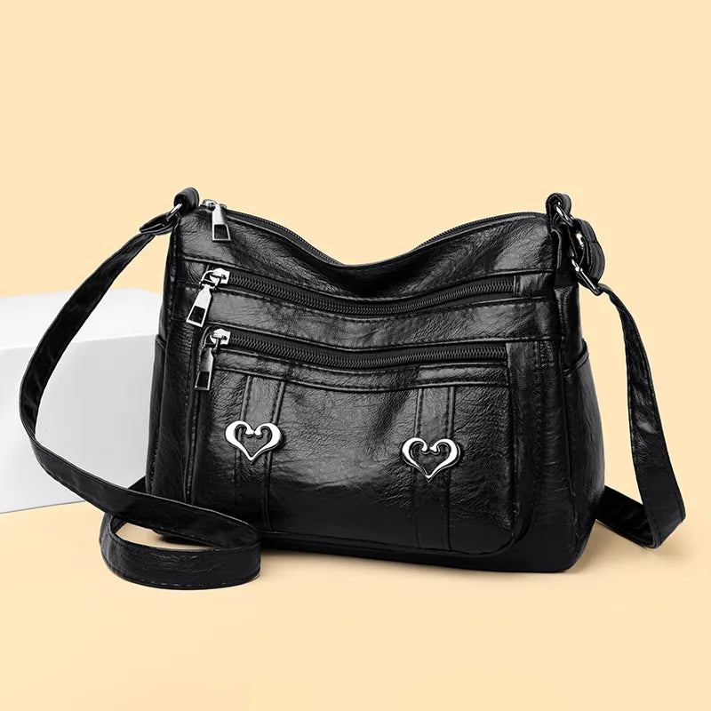 Leather Multi-Pocket Crossbody Bag