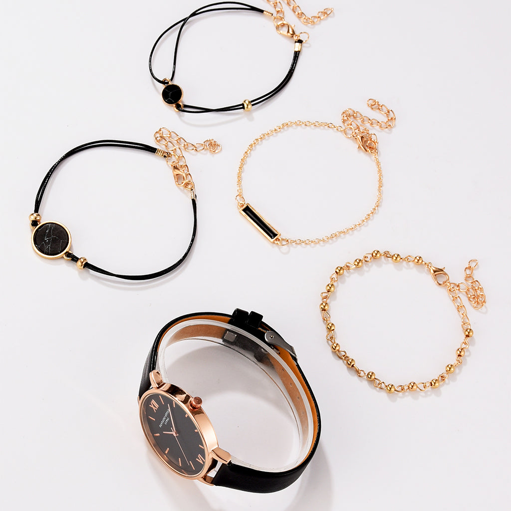 Exquisit 5pcs Quartz Wristwatch set
