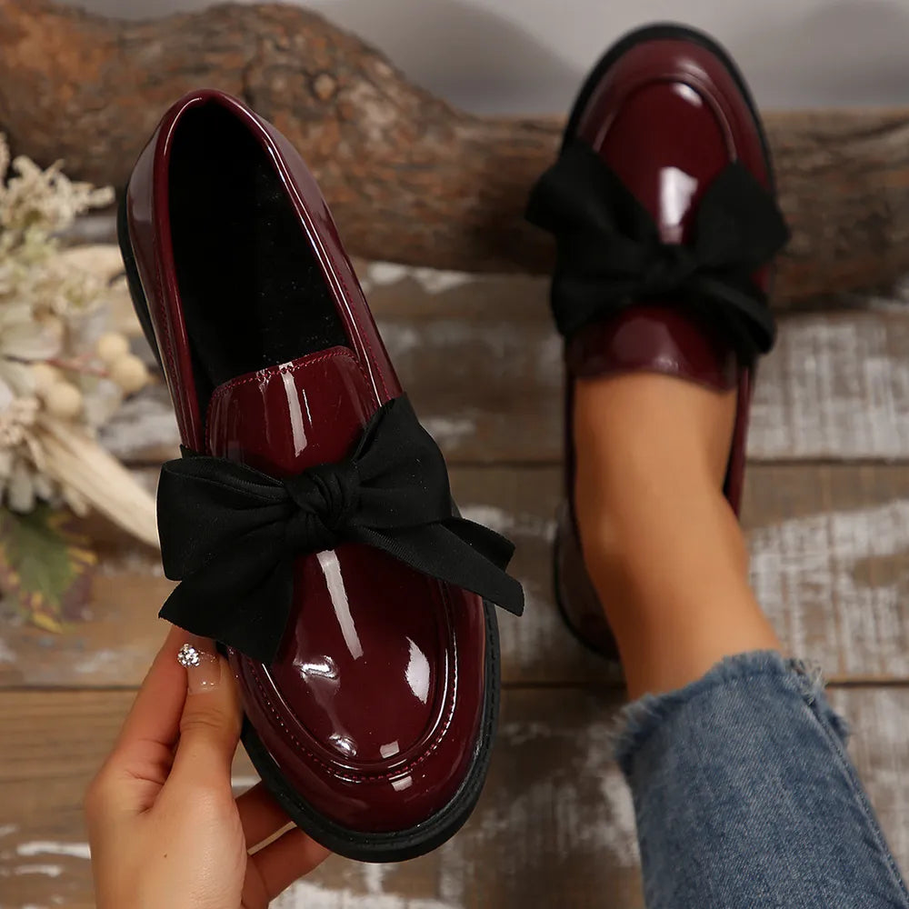 Womens Bow Decor Slip On Loafers