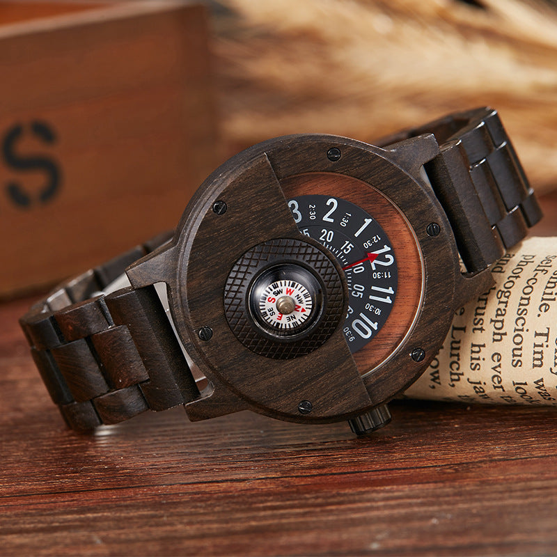 Multifunctional Compass Wooden Watch