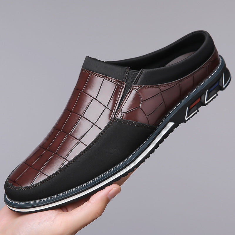 Men's leather half-slipper
