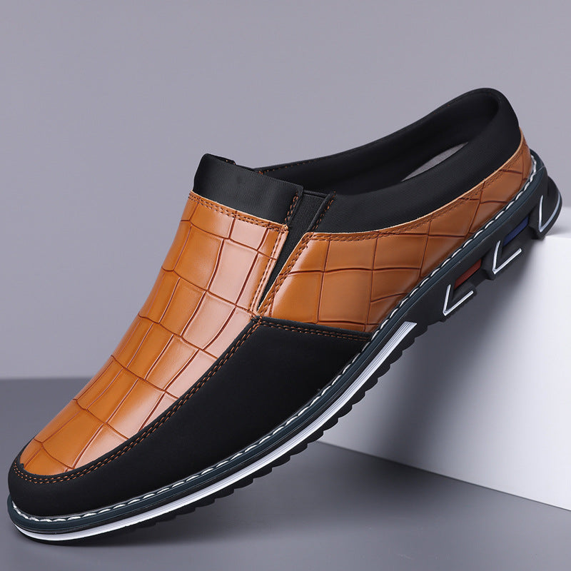 Men's leather half-slipper