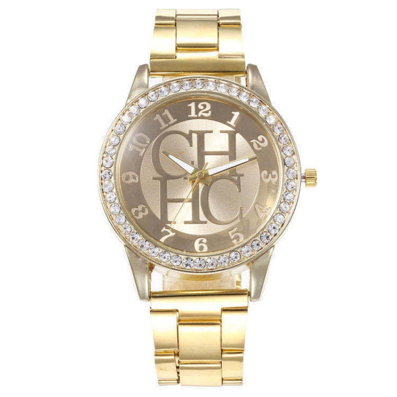 Alloy crystal-embedded Mens watch