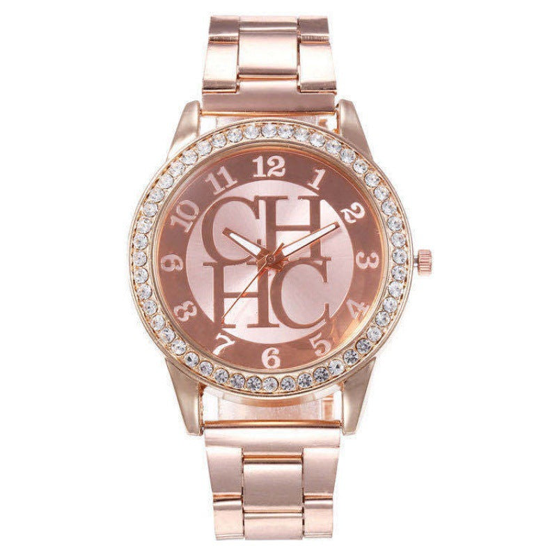 Alloy crystal-embedded Mens watch