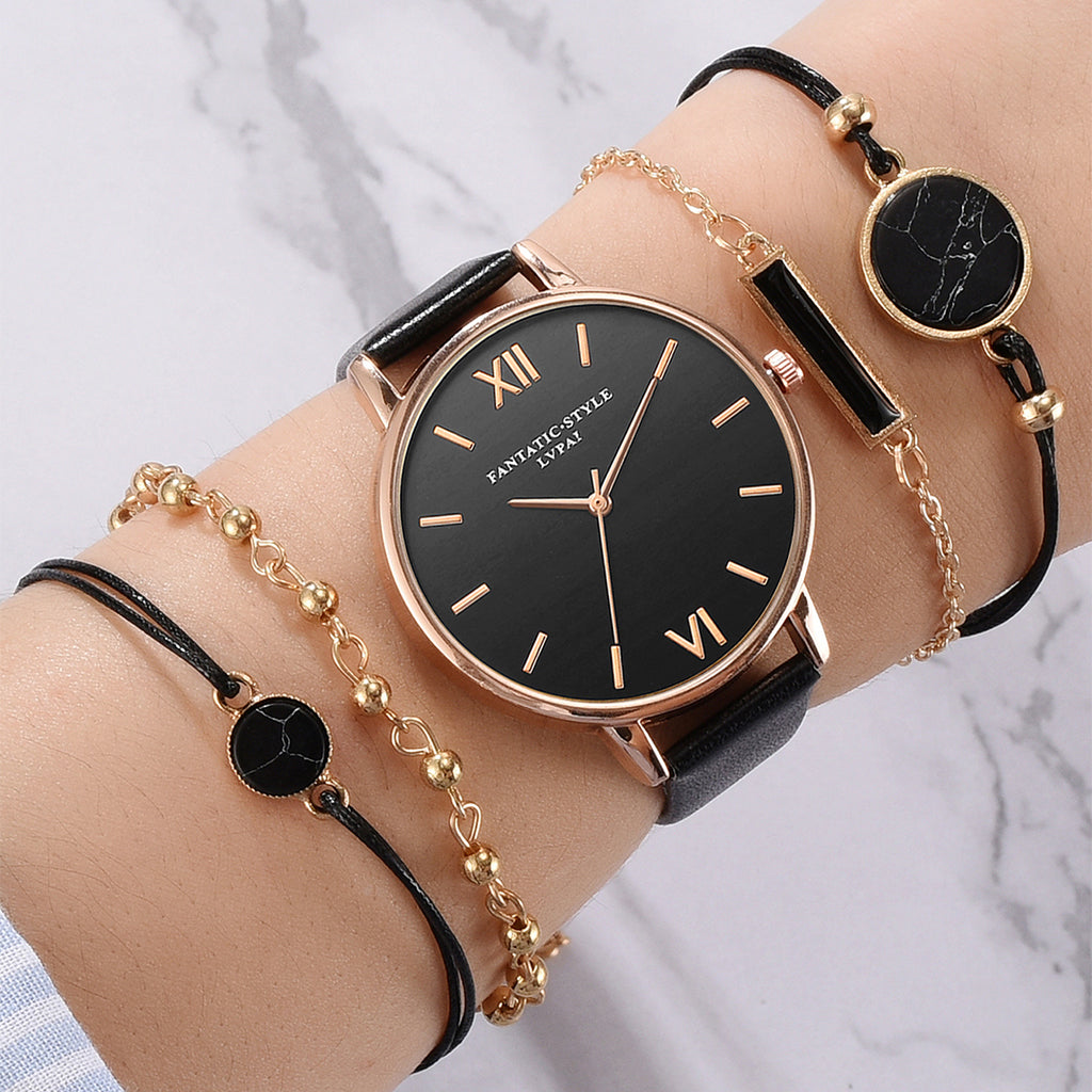 Exquisit 5pcs Quartz Wristwatch set