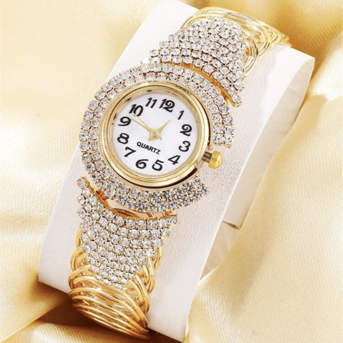 Diamond quartz watch & earing + necklace set