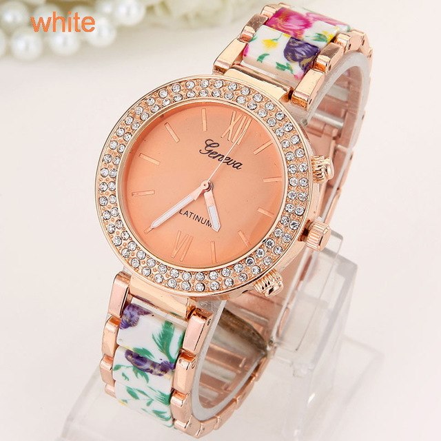 Crystal Flowers Womens Watch Rhinestone Geneva Style
