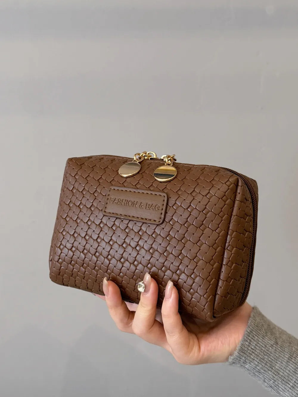 Leather Woven Clutch