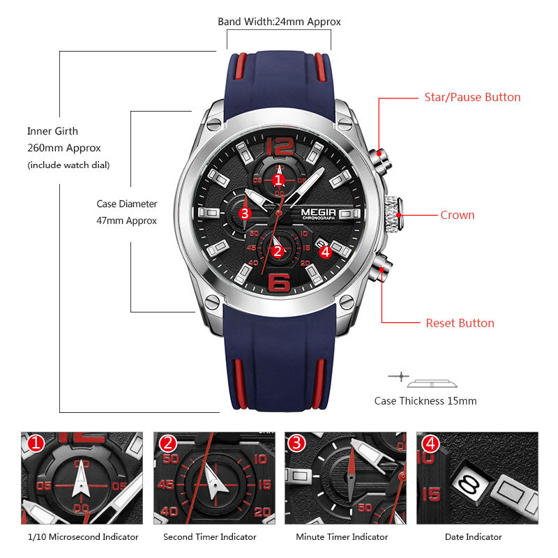 Megir Men's Chronograph Analog Quartz Watch