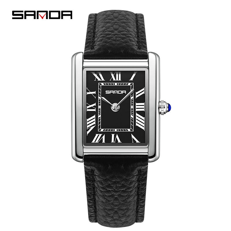 SANDA Square Roman Numerals Quartz Watch