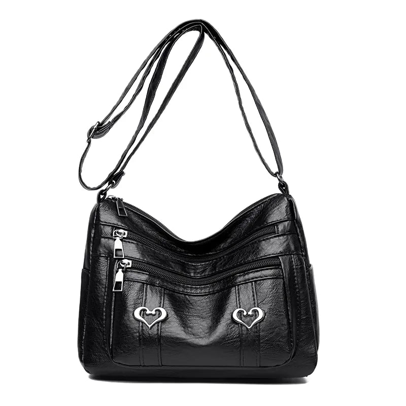Leather Multi-Pocket Crossbody Bag