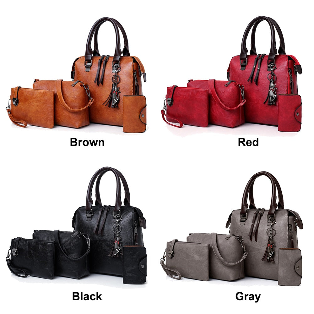 4pcs Leather bag Set