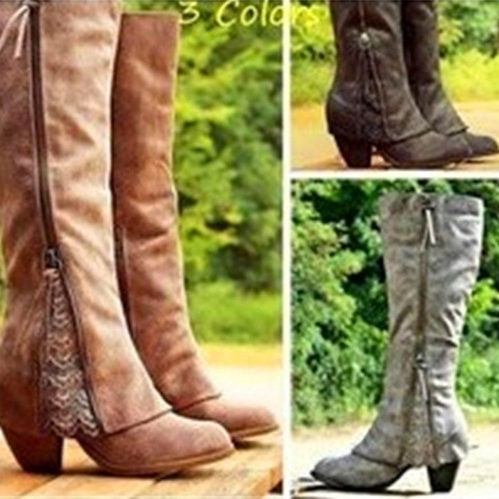 High heeled cuffed boots