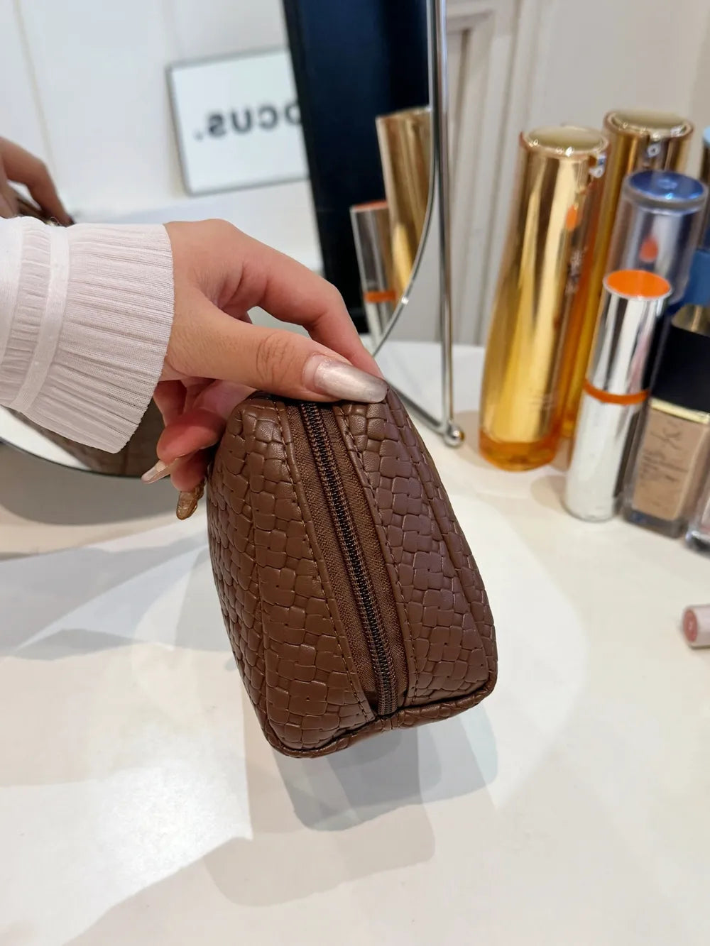 Leather Woven Clutch