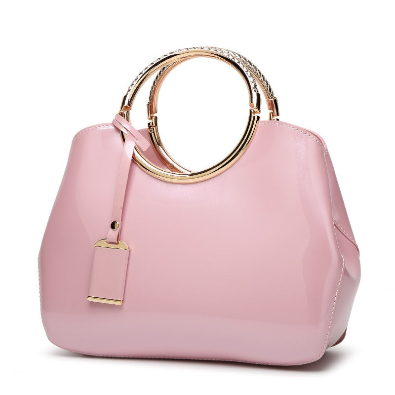 Shiny patent leather crossbody handbag