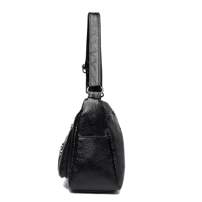 Leather Multi-Pocket Crossbody Bag