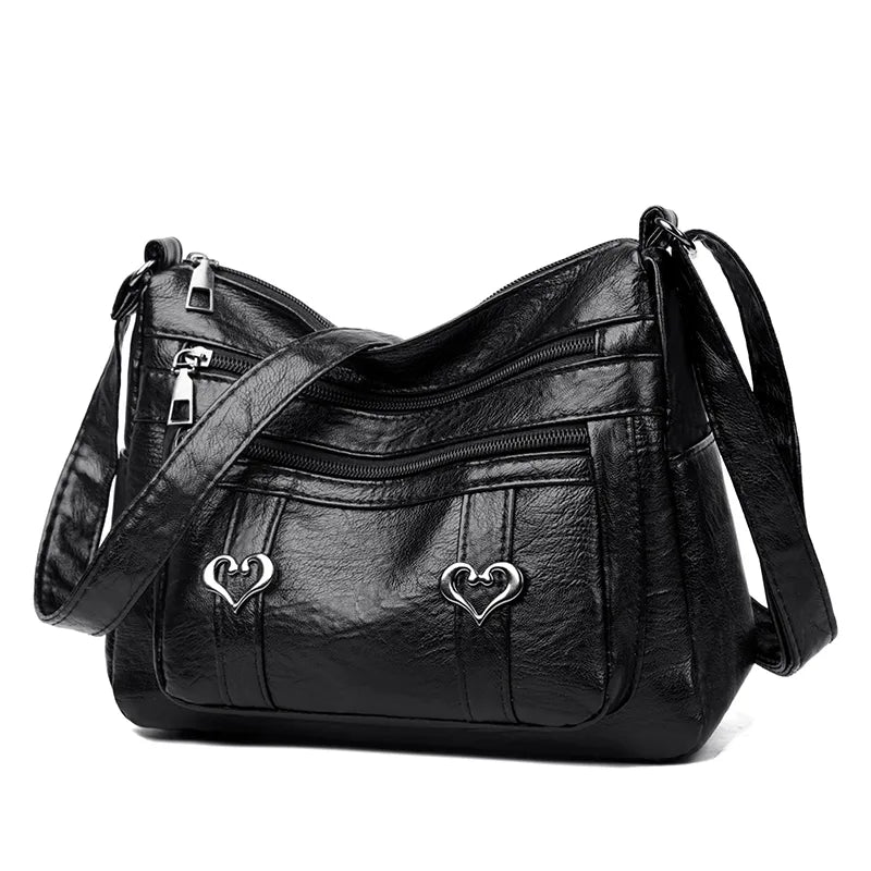 Leather Multi-Pocket Crossbody Bag