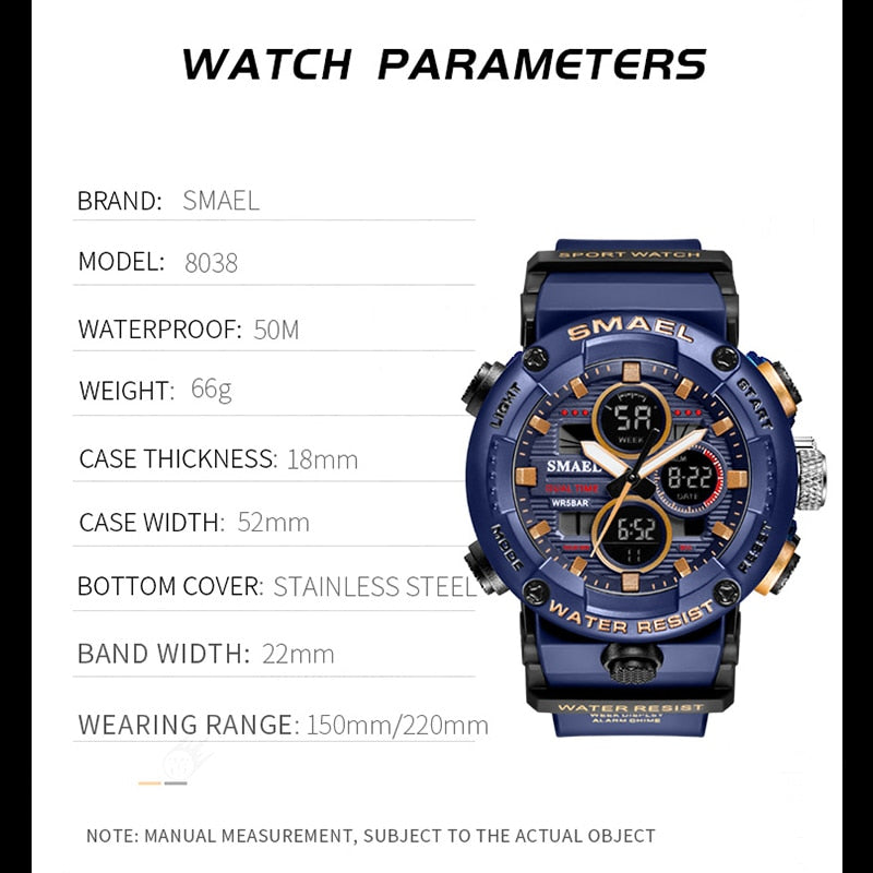 SMAEL 8038 Men's Waterproof LED Watch