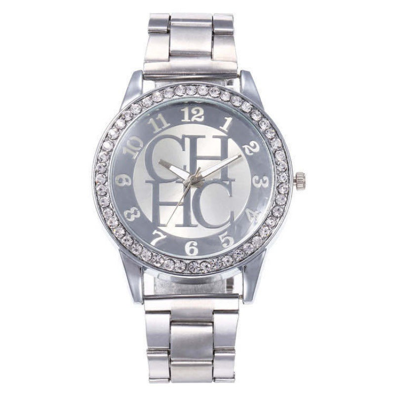 Alloy crystal-embedded Mens watch