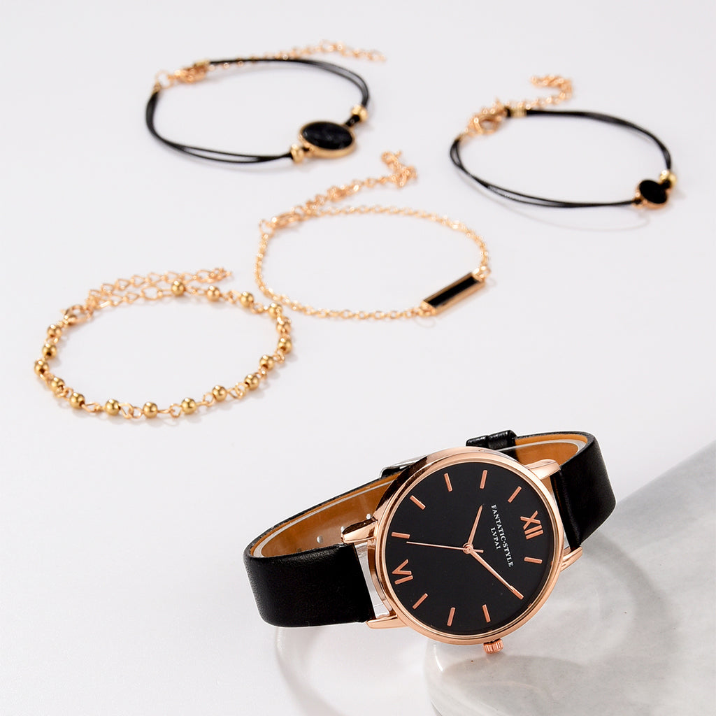Exquisit 5pcs Quartz Wristwatch set