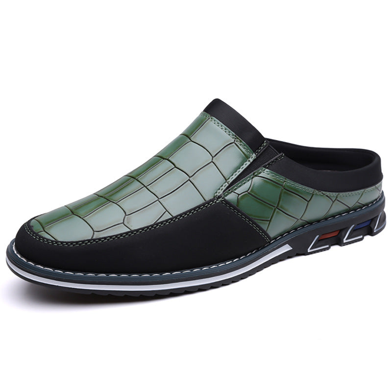 Men's leather half-slipper