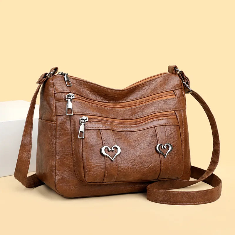 Leather Multi-Pocket Crossbody Bag