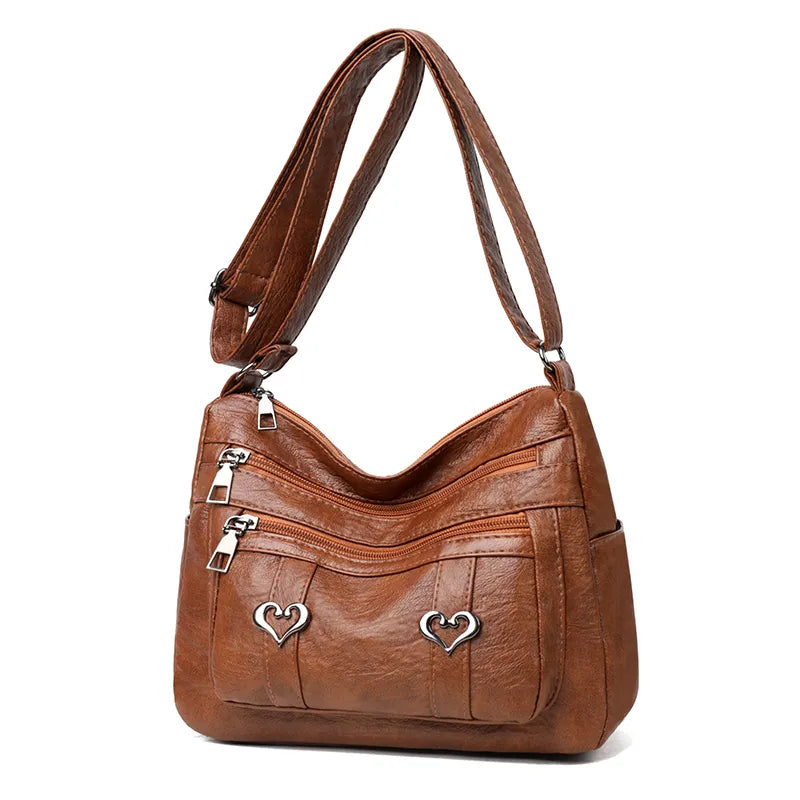 Leather Multi-Pocket Crossbody Bag