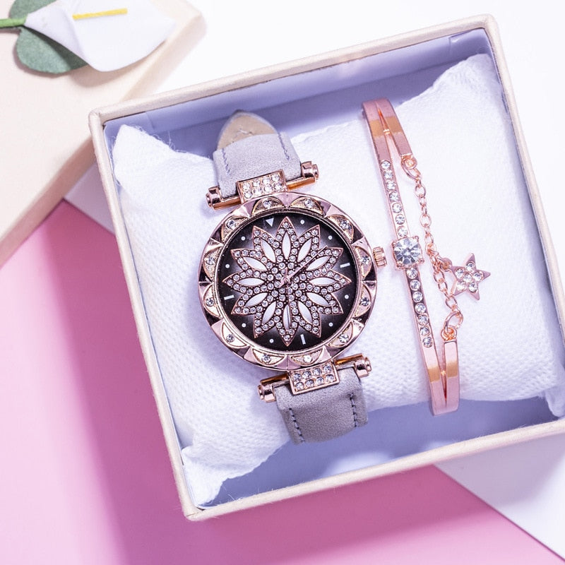 Leather Strap & bracelet set Watch