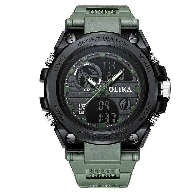 Men's dual display waterproof electronic watch